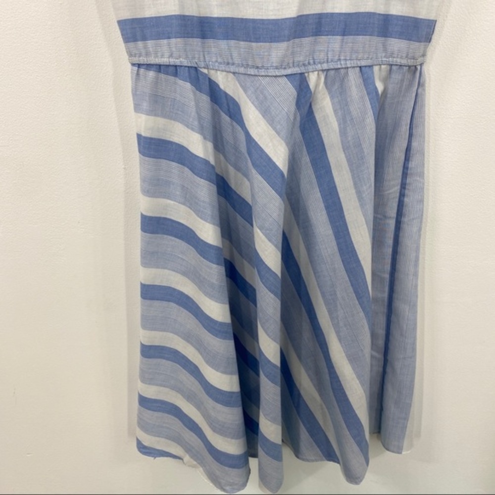 Vintage Blue + White Stripe Casual Swing Day Dress - Picture 4 of 8